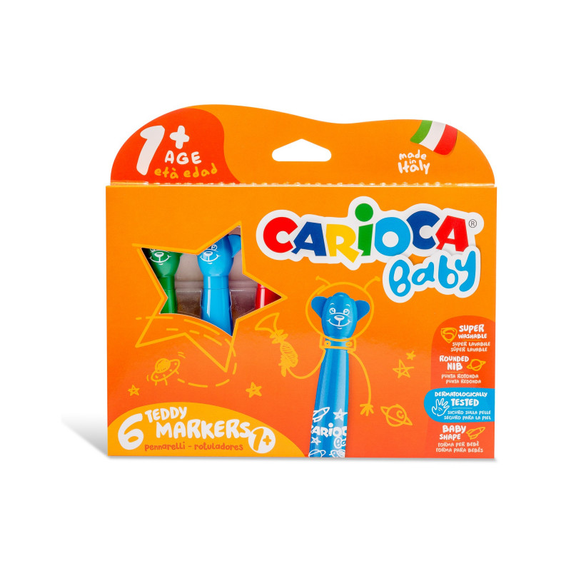 CARIOCA快乐画 造型水彩笔六色 可水洗 