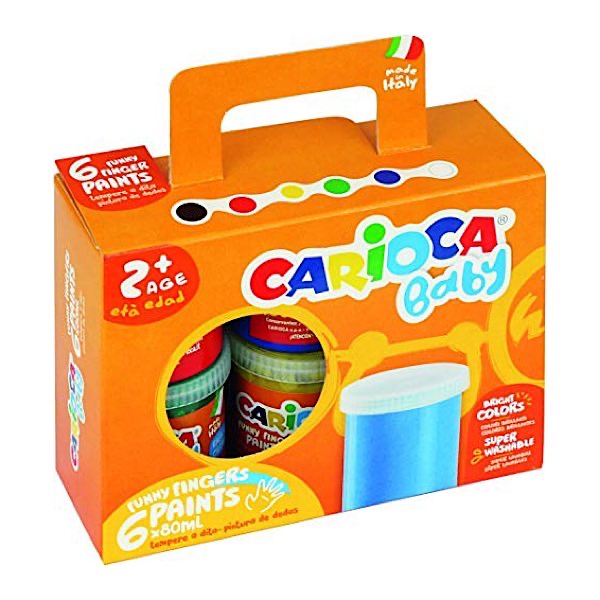 Carioca快乐画安全无毒宝宝防吞咽6色手掌画手指画涂鸦食品级颜料2岁以上易水洗色彩鲜艳