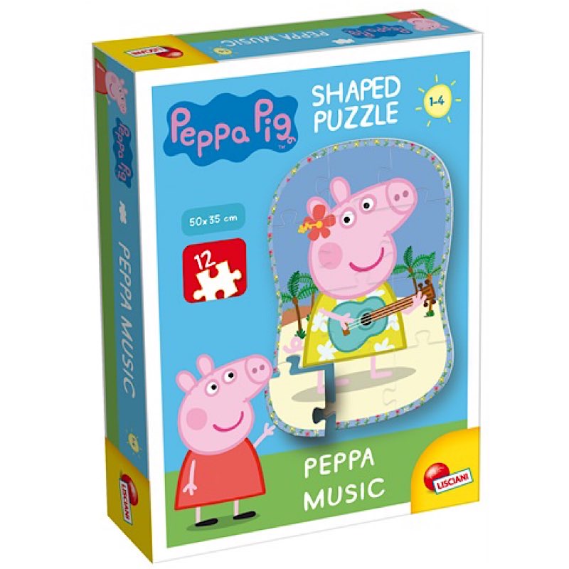 18个月后 - PEPPA PIG SHAPED PEPPA MUSIC， 高质量小猪佩奇幼儿拼图， 专为幼儿设计的拼图游戏， 12张大卡片。