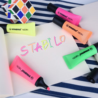 5只装-德国思笔乐STABILO NEON牙膏型荧光标记笔学生用彩色手帐涂鸦重点标记记号笔