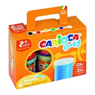 Carioca快乐画安全无毒宝宝防吞咽6色手掌画手指画涂鸦食品级颜料2岁以上易水洗色彩鲜艳