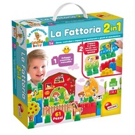 2岁 - CAROTINA BABY BLOCKS LA FATTORIA 2 IN 1， 高质量幼儿积木， 专为幼儿设计的积木游戏， 意大利语版本。