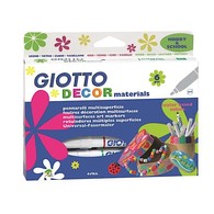 GIOTTO可画在多种材料上的彩色笔， 布料， 衣服首饰彩色笔， 6色装